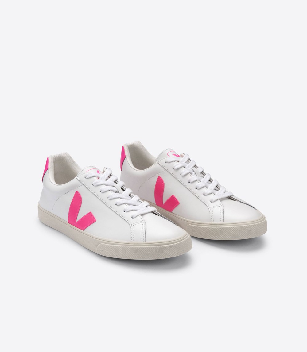 Veja Sneakers Dam - Esplar Läder - Vita/Rosa - 409235-SGD